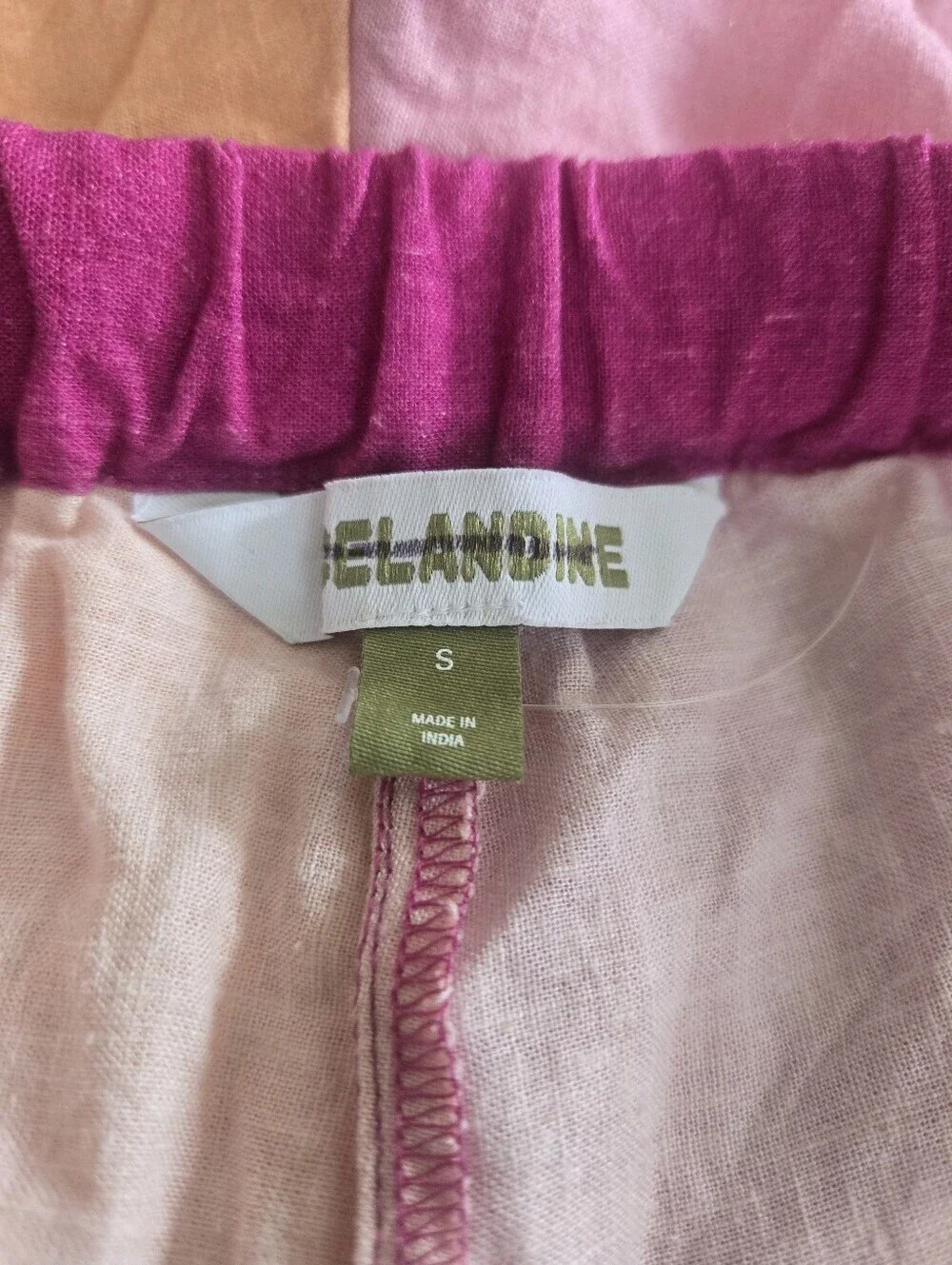 New Celandine Linen Blend Drawstring Waist Colorblock Surf Shorts Small NWOT